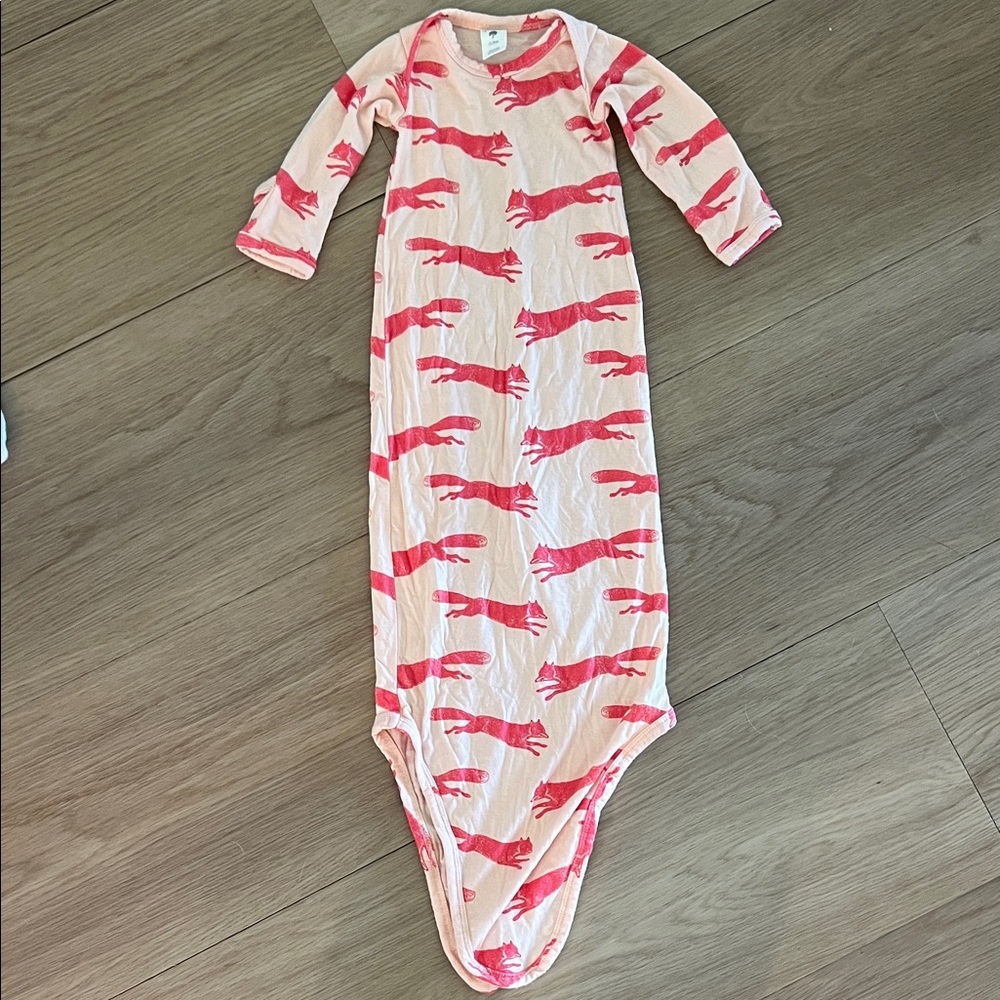 Kate Quinn Pink and Cream Baby Gown with Fox Print